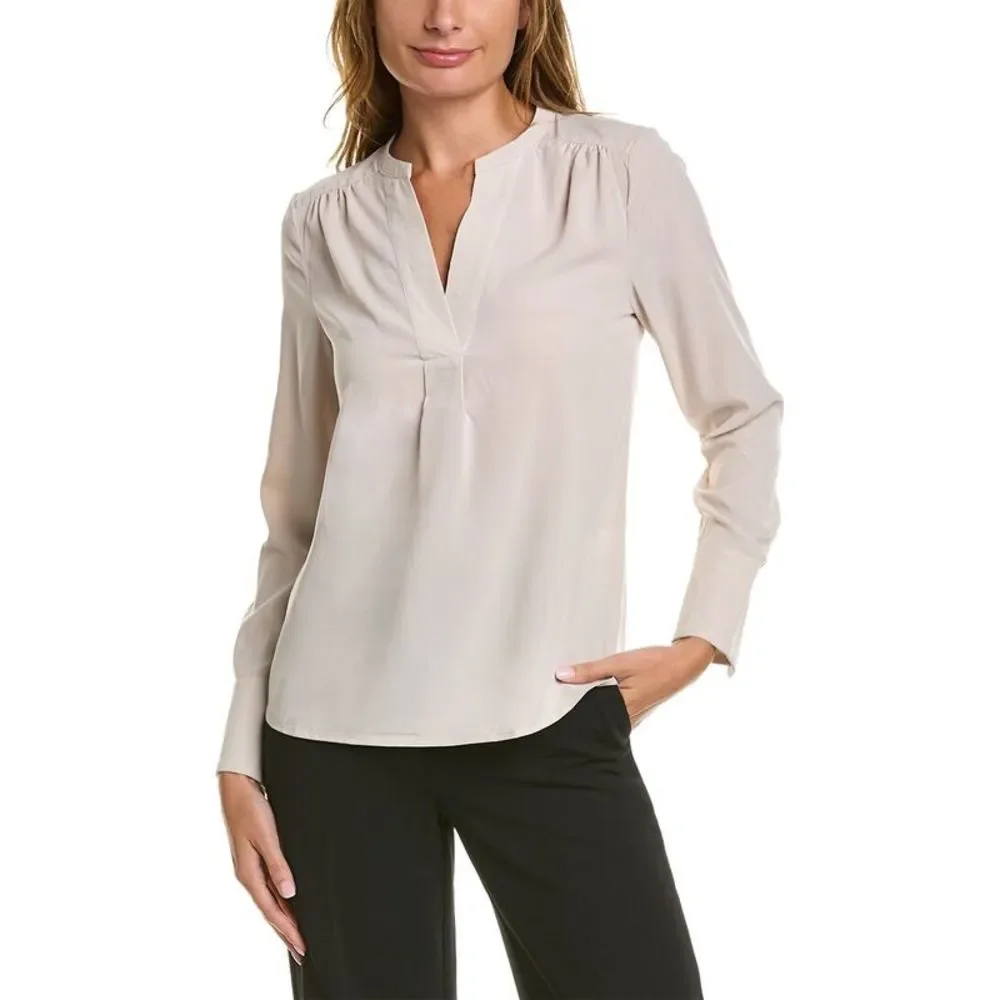 T Tahari Split Neck Blouse